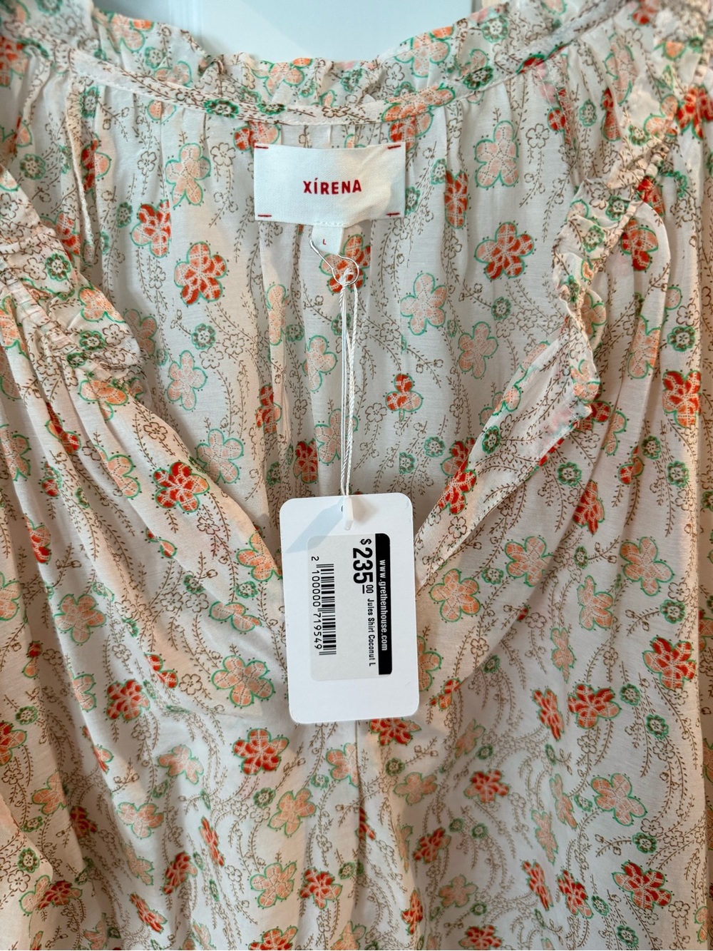 XiRENA Cream Floral Peasant Blouse with Orange & Green Print - Picture 2 of 4